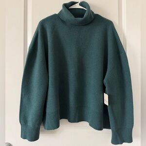 Free People Oversized Sigma Turtleneck Sweater - Teal Green